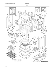 Body Diagram and Parts List for 40466006E  Frigidaire Range