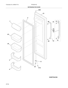 Refrigerator Door Diagram and Parts List for FFSS2614QE6A  Frigidaire Refrigerator