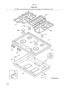 Maintop Diagram and Parts List for 79032543411  Kenmore Cooktop