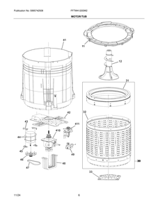 Motor/Tub Diagram and Parts List for FFTW4120SW2  Frigidaire Washer