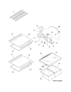 Shelves Diagram and Parts List for FRT18G2NWB  Frigidaire Refrigerator