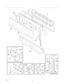 Backguard Diagram and Parts List for EI30EF55GSH  Electrolux Range