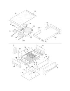 Top/drawer Diagram and Parts List for FGES3065KFG  Frigidaire Range