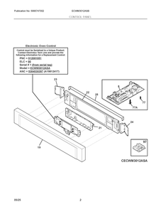 Control Panel Diagram and Parts List for ECWM3012ASB  Frigidaire Wall Oven