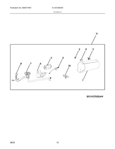 Burner Diagram and Parts List for FLVG7000AW  Frigidaire Dryer