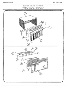 Cabinet Front/shell Parts Diagram and Parts List for 5559B  Frigidaire Air Conditioner