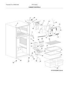 Cabinet/controls Diagram and Parts List for FFET1022QS0  Frigidaire Refrigerator