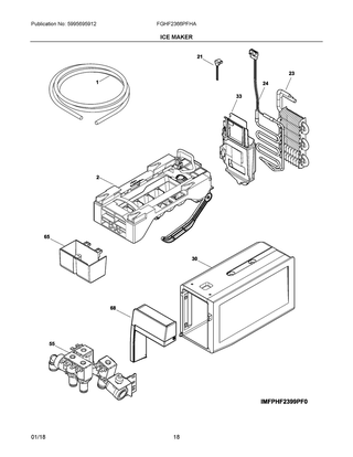 Ice Maker Diagram and Parts List for FGHF2366PFHA  Frigidaire Refrigerator