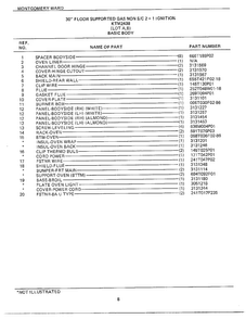 30` Floor Basic Body Page 2 Diagram and Parts List for 2438A  Frigidaire Range