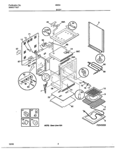 Body Diagram and Parts List for 486647C  Frigidaire Range