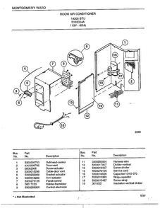 Room Air Conditioner Page 3 Diagram and Parts List for 5193004A  Frigidaire Air Conditioner