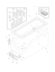 Cabinet Diagram and Parts List for FGCH25M8LW1  Frigidaire Freezer