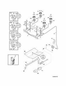 Burner Diagram and Parts List for 79070502010  Kenmore Range