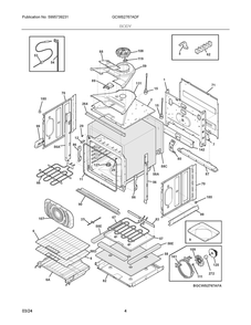 Body Diagram and Parts List for GCWS2767ADF  Frigidaire Wall Oven