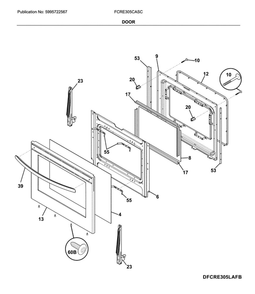 Door Diagram and Parts List for FCRE305CASC  Frigidaire Range
