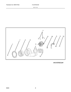 Motor Diagram and Parts List for FLVE700CAW  Frigidaire Dryer