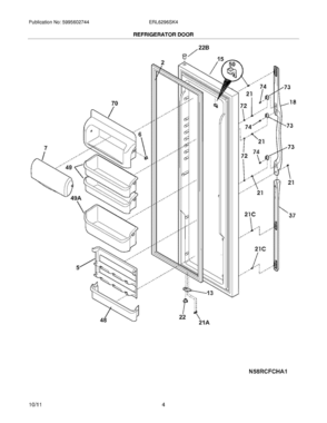 05 - REFRIGERATOR DOOR Diagram and Parts List for ERL6296SK4  Frigidaire Refrigerator