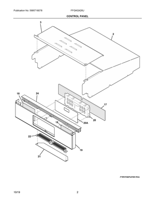 Control Panel Diagram and Parts List for FFGW2426UBA  Frigidaire Wall Oven