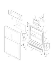 Door Diagram and Parts List for EIDW5705PW0A  Electrolux Dishwasher