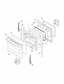 Door Diagram and Parts List for 79092513210  Kenmore Range