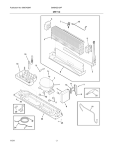 System Diagram and Parts List for GRBN2012AF  Frigidaire Refrigerator