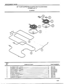 Element Diagram and Parts List for 4467A  Frigidaire Range