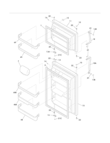Door Diagram and Parts List for FRT21IL6JW6  Frigidaire Refrigerator
