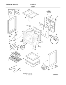 Body Diagram and Parts List for CFEF3012PWD  Frigidaire Range
