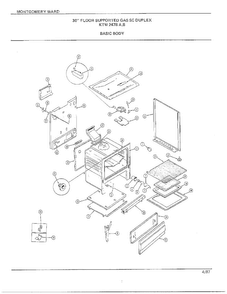 30" Floor/basic Body Diagram and Parts List for 2488A  Frigidaire Range