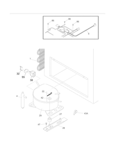 System Diagram and Parts List for FGCH25M8LW1  Frigidaire Freezer