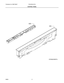 Control Panel Diagram and Parts List for FDSH450LAF4A  Frigidaire Dishwasher
