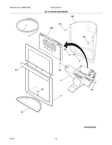 Ice & Water Dispenser Diagram and Parts List for FGHC2345LF5  Frigidaire Refrigerator
