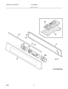 Backguard Diagram and Parts List for FCFI3082BSA  Frigidaire Range