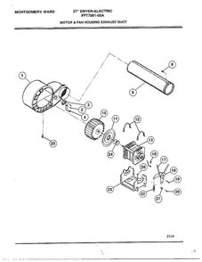 Motor And Fan Housing Exhaust Duct Diagram and Parts List for 7001-80A  Frigidaire Dryer