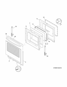 Door Diagram and Parts List for 79093013311  Kenmore Range