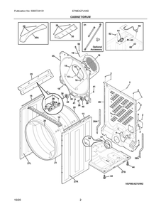 Cabinet/Drum Diagram and Parts List for EFME427UIW2  Frigidaire Dryer