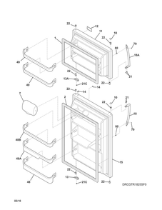 Doors Diagram and Parts List for CGTR1825SP0  Frigidaire Refrigerator