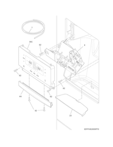 Controls & Ice Dispenser Diagram and Parts List for FPHB2899PF7A  Frigidaire Refrigerator
