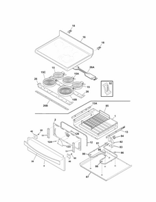 Top/drawer Diagram and Parts List for 79095053310  Kenmore Range