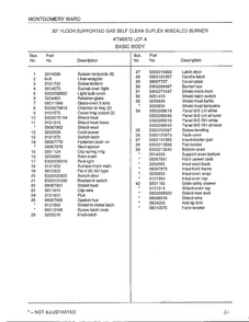 Basic Body Page 2 Diagram and Parts List for 2872A  Frigidaire Range