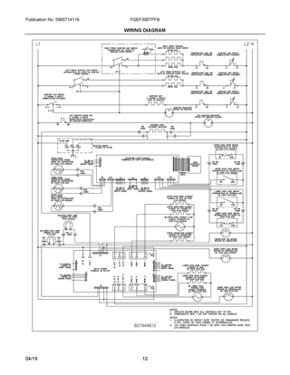 Wiring Diagram Diagram and Parts List for FGEF306TPFB  Frigidaire Range