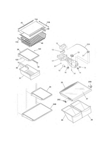 Shelves Diagram and Parts List for LGHT1837NF3  Frigidaire Refrigerator