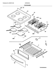 Top/Drawer Diagram and Parts List for GCRI305CAFA  Frigidaire Range