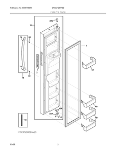 Freezer Door Diagram and Parts List for CRSEH267AS0  Frigidaire Refrigerator