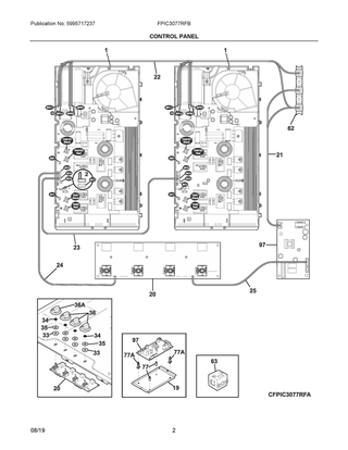 Control Panel Diagram and Parts List for FPIC3077RFB  Frigidaire Cooktop