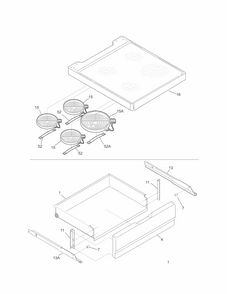 Top/drawer Diagram and Parts List for 79090152307  Kenmore Range