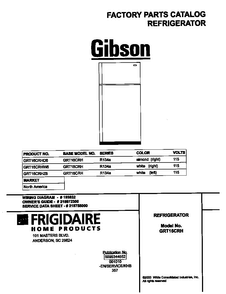 Cover Diagram and Parts List for GRT16CRHZ6  Gibson Refrigerator