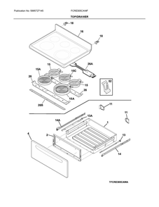 Top/Drawer Diagram and Parts List for FCRE305CAWF  Frigidaire Range