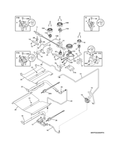 Burner Diagram and Parts List for FPGS3085PFB  Frigidaire Range