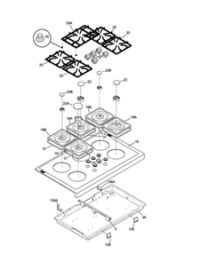 Top Diagram and Parts List for 74403  Frigidaire Range